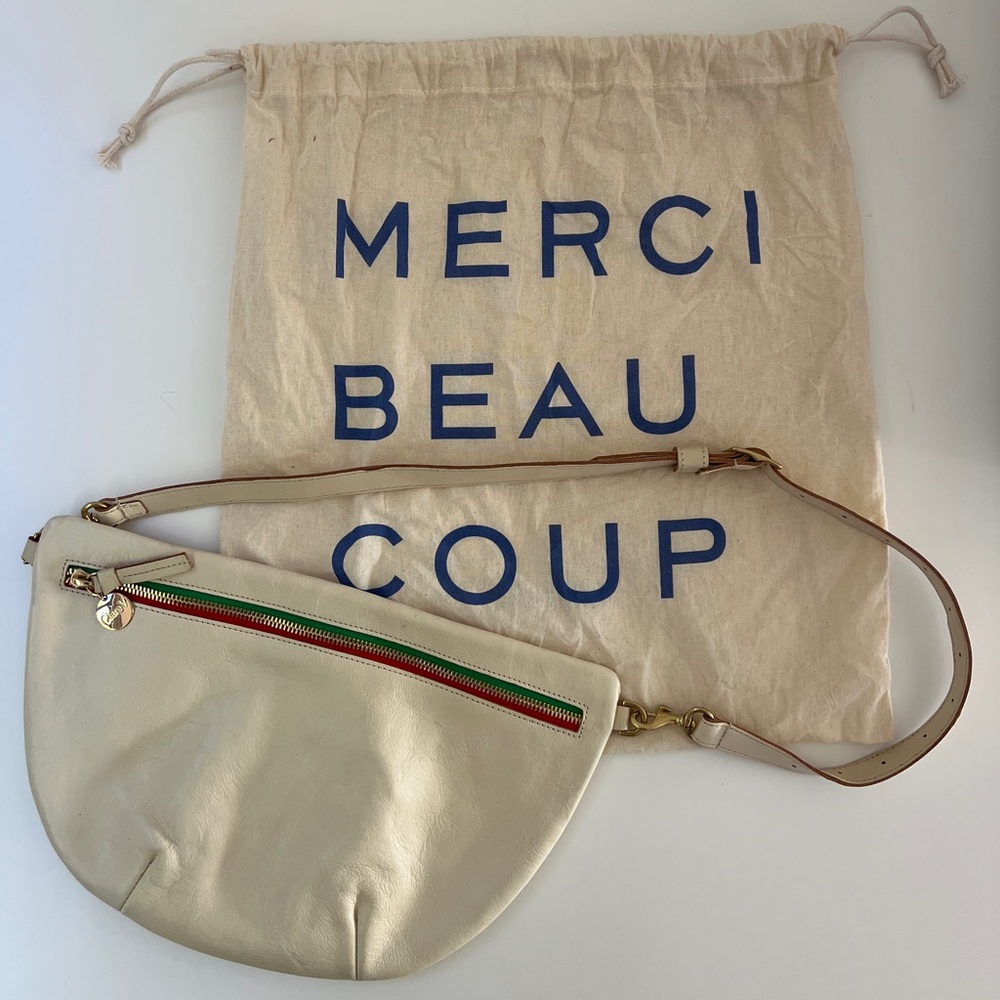 Clare V. Grande Fanny - Cream Leather Crossbody Bag